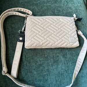 Stylish Quilted Beige Crossbody Bag
